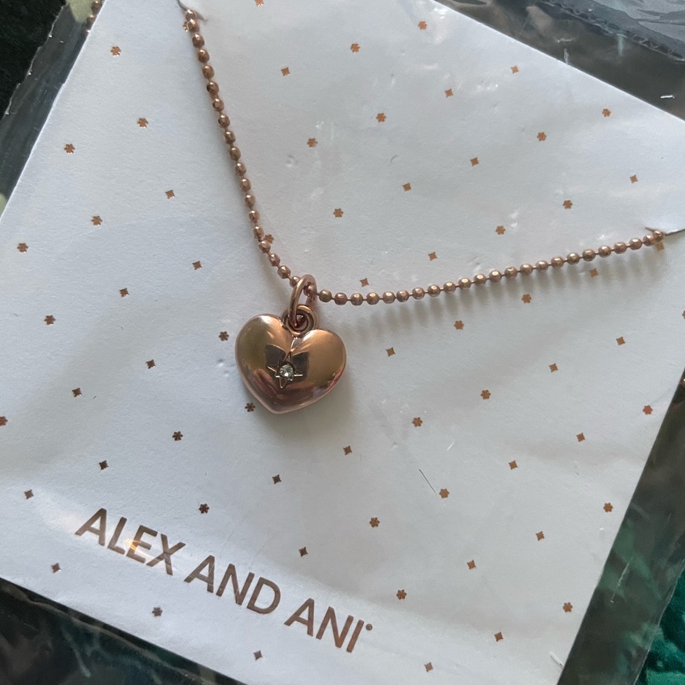 NWT Alex and Ani Heart Dainty Necklace in Rose Gold